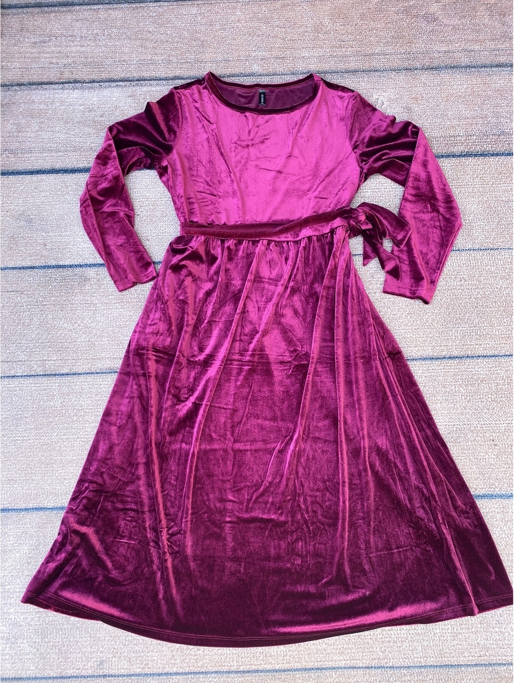 Dark coquette whimsigoth burgundy stretch velvet long sleeve belted maxi dress